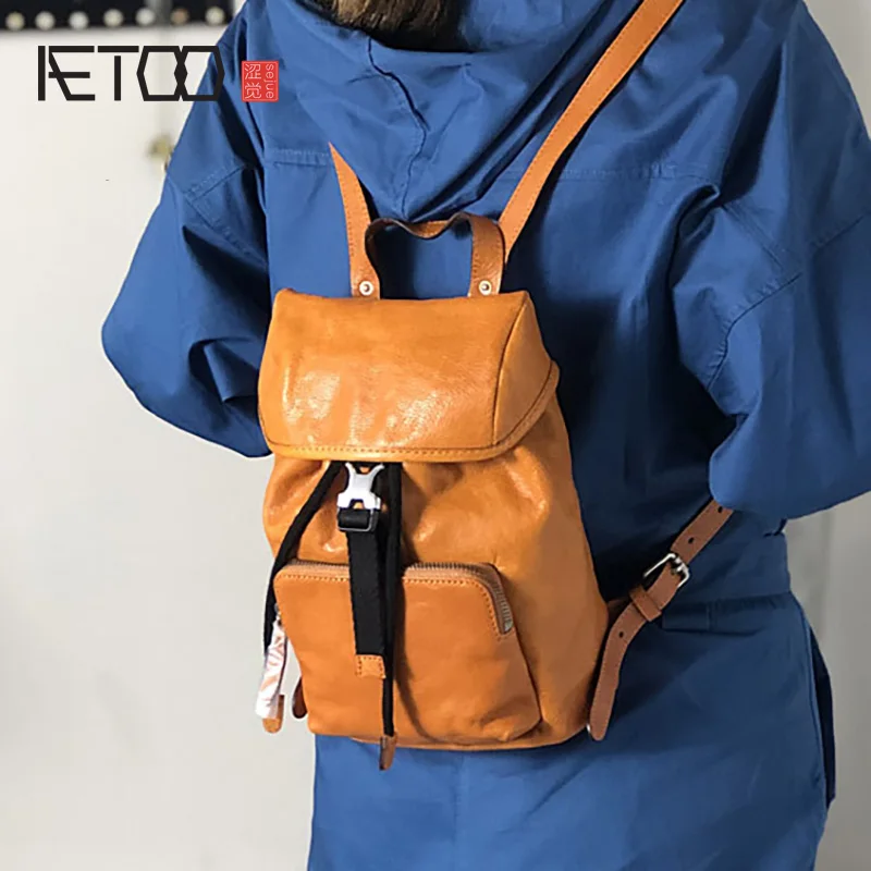 Aetoo Handgemaakte Lederen Bi-Schoudertas, Mini Lederen Vrouwen Tas, emmer Geplukt Grote Capaciteit Kleine Rugzak Aetoo Handgemaakte Lederen Bi-Schoudertas, Mini Lederen Vrouwen Tas, emmer Geplukt Grote Capaciteit Kleine Rugzak