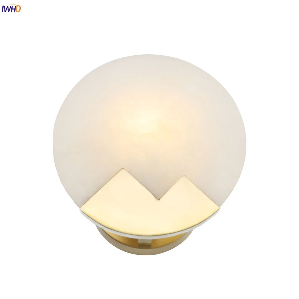 IWHD Copper Nordic Wall Lamp Marble Bedroom Lights Modern Indoor Light Mirror Light Living Room Decoration Applique Murale (4)