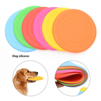 

1pc Silicone Flying Saucer Dog Cat Toy Dog Game Flying Discs Resistant Chew Puppy Training Interactive Pet Supplies Random Color