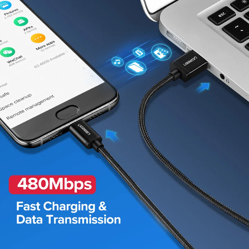 Ugreen usb type C кабель USB C кабель передачи данных для быстрой зарядки для samsung Galaxy S9 S8 Plus мобильный телефон зарядное устройство кабель для Xiaomi Mi 8