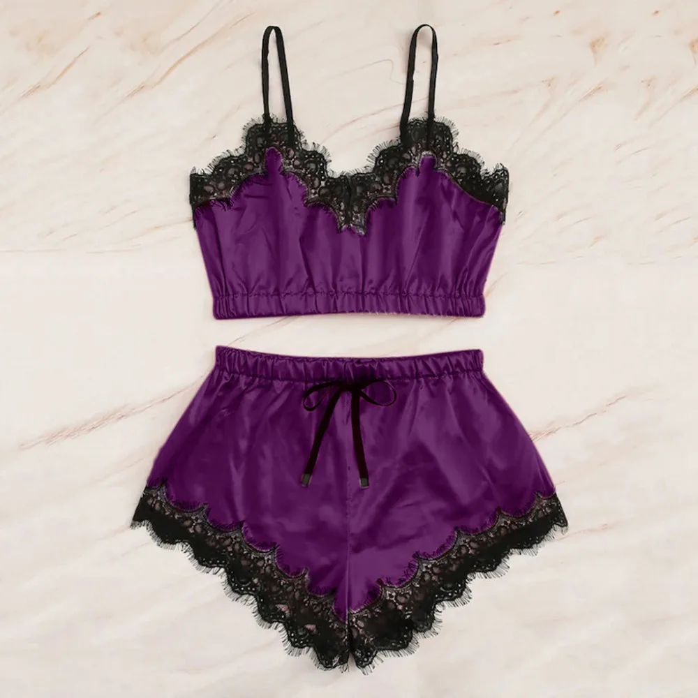 Сексуальные пижамы Для женщин шелковые кружева сетки нижнее белье Babydoll ночная Пижама летняя пикантная женская одежда 잠옷 수면잠옷
