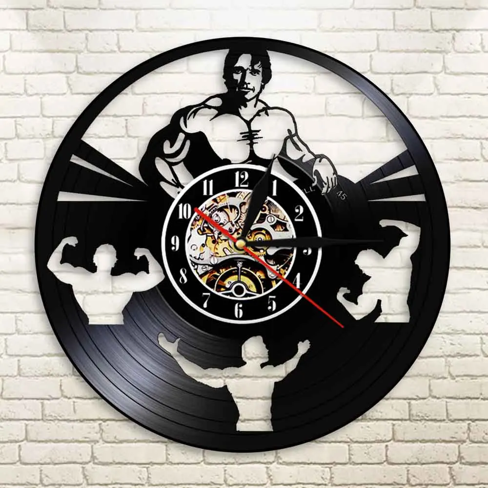 Часы для бодибилдинга персонализированные часы ручной работы Виниловая пластинка часы для бодибилдера декоративные настенные часы для бодибилдера декор для тренажерного зала