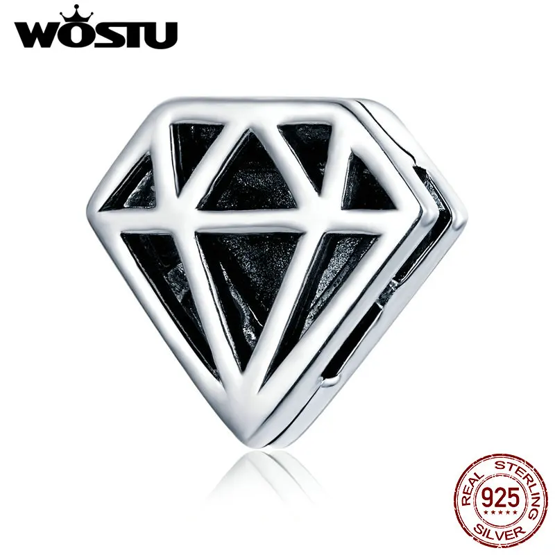 

WOSTU 925 Sterling Silver Hollow Beads Letter Diamond Womens Accessories Fit Original Pandora Charms Bracelets Jewelry Making