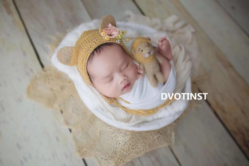 Dvotinst новорожденный реквизит для фотосъемки детская Цветочная повязка на голову капот Милая анимиальная кукла Fotografia аксессуары для студийной фотосессии реквизит