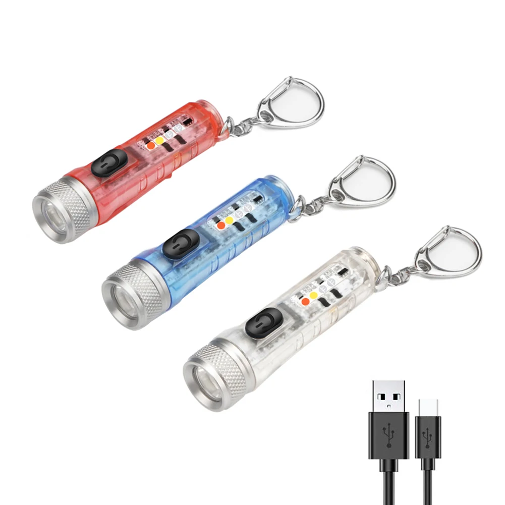 Mini Keychain Torch USB Rechargeable LED Light Waterproof Flashlight with Buckle Outdoor Emergency Lighting Tool vintage flashlights