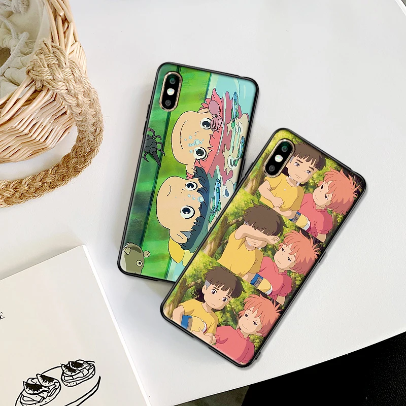 

Anime Ponyo on the cliff and a boy For iPhone X XR XS MAX Soft Silicone Back Cover For Apple iPhone 8 7 6S 6 S Plus Phone Case