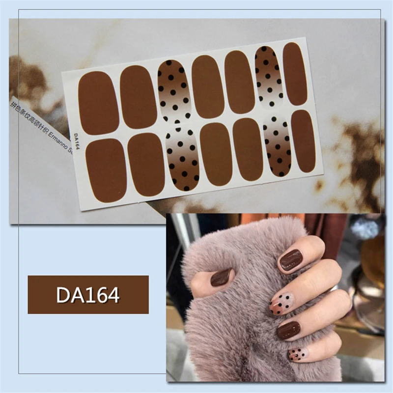 Nusx 14tips sheet Colorful Shinny Nail Stickers Full Cover Nail Art Tips DIY Adhesive Wraps Waterproof 3