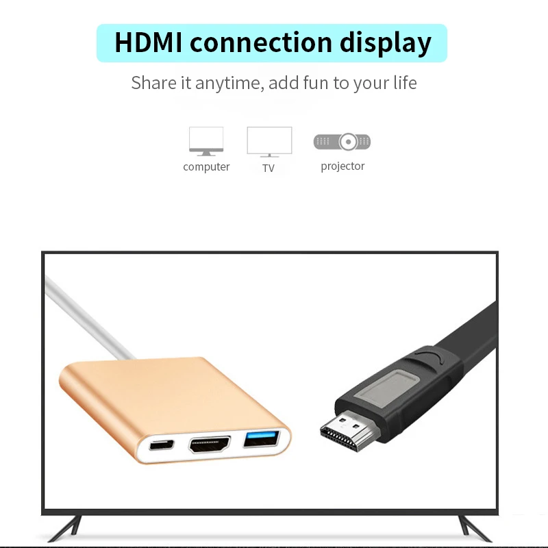 3 в 1 USB 0 док станция C type HDMI HUB адаптер для ноутбука MacBook смартфон удлинитель