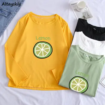 

Long Sleeve T-shirts Women Plus Size 3XL Cute Printed Daily Sweet Simple Casual Soft Comfortable Students Basic T-shirt Chic New
