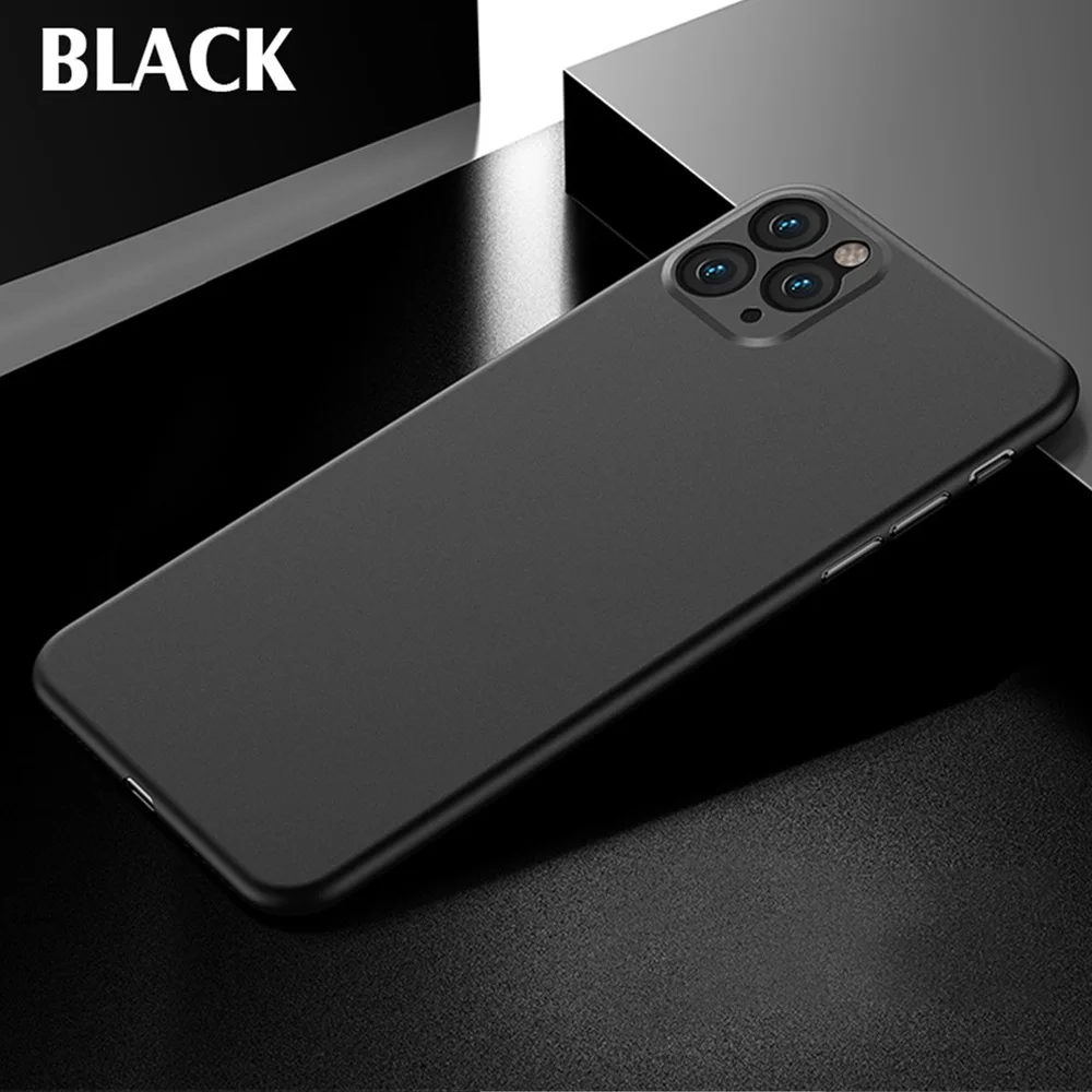 Матовый чехол для iphone 11 Pro Max, ультра тонкие Чехлы для iphone X XS XR Max, ТПУ чехол для iphone 8, 7, 6, 6s Plus, 0,3 мм, ударопрочный, роскошный - Цвет: Black
