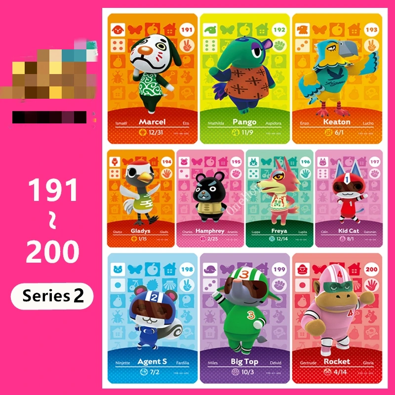 Animal Croxxing-tarjeta de animales Nueva Serie 2, 191 ~ 200, Ntag215, Chip de Amxxbo, Villager, 2020