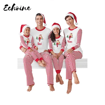 

2020 Family Christmas Pajamas XMAS Striped Print Adult Dad Mom Baby Family Matching Clothes Christmas Pajamas Family Set Outfits