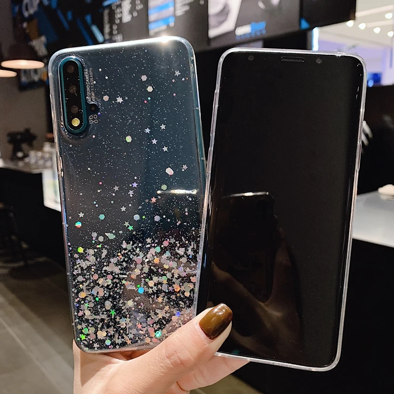 Прозрачный мягкий силиконовый чехол из ТПУ с блестками для huawei P20 P30 mate 10 20 Nova 3i 4 5i Honor 8X9 10 20 Lite Pro V10 V20