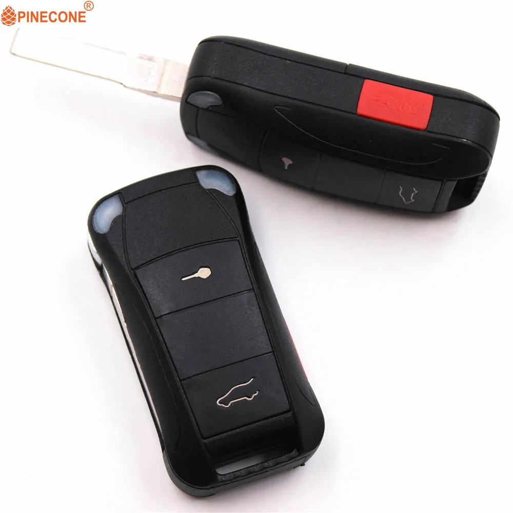 PINECONE Replacement Key Fob Case for Porsche Cayenne 2006-2010 Locksmith Supply 2+1 Button HU66 Blade Flip Folding Shell | Автомобили и
