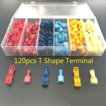 

New 120pcs Quick Splice Wire Cable Connectors Terminals /quick connect wire Crimp Scotch Lock Electrical Kit Tool Set T-shape