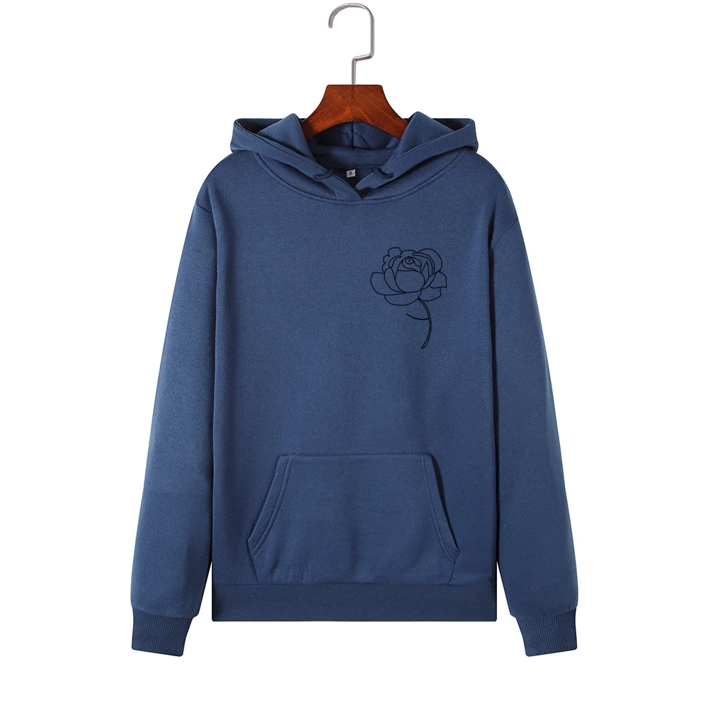 navy blue SINGRAIN, зимние женские толстовки с цветочным принтом, большие размеры, уличная одежда, с карманами, Polerones, пуловер, Harajuku, теплая толстовка с капюшоном - Цвет: navy blue