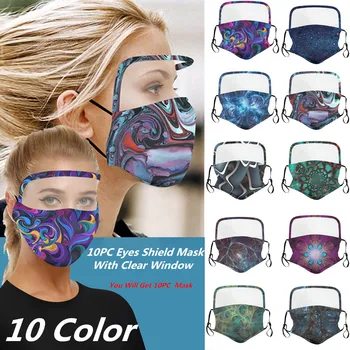 

5pc Face Mask Washable Eyes Shield Mask With Clear Window Mascarilla Cycling Earloop Breathable Adjustable Face Cover Masque