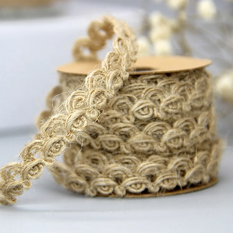 

5meter 10mm Hemp Rope Ribbon Jute Burlap Webbing For Needlework Bouquet Wrapping DIY Craft Supplies Jute Lace Fabric