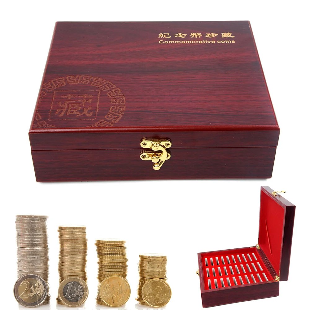  30 Pcs Round Coins Holders Storage Container Case Portable Wooden Display Box Collection DAG-ship