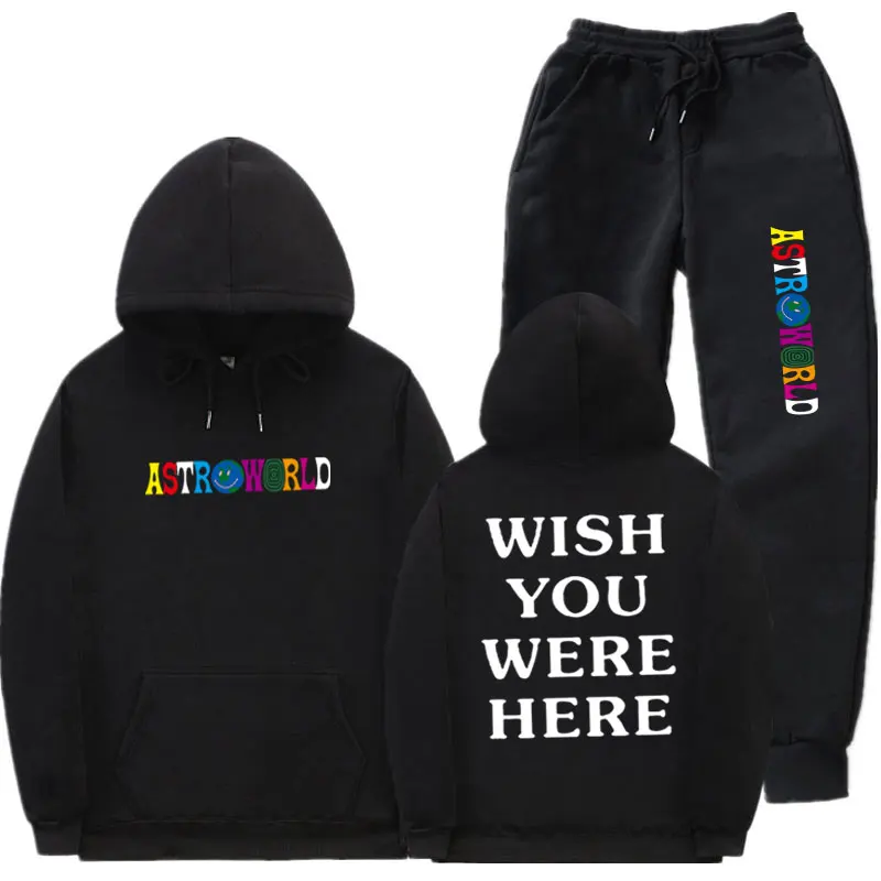 Уличная Толстовка ASTROWORLD, спортивный костюм Мужская спортивная одежда, Комплекты Толстовки и штаны, повседневные, желаю вам здесь, толстовки, спортивный костюм