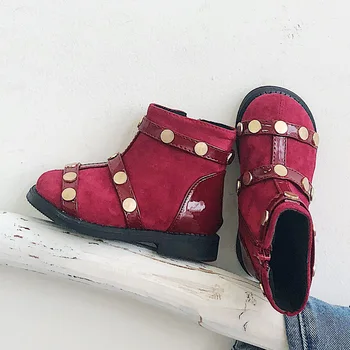 

2019 Winter Kid's Shoes Girl's Shoes Boots ZIP Round Toe Casual Neutral Flat Heels Flock Non-slip WPH-H-1