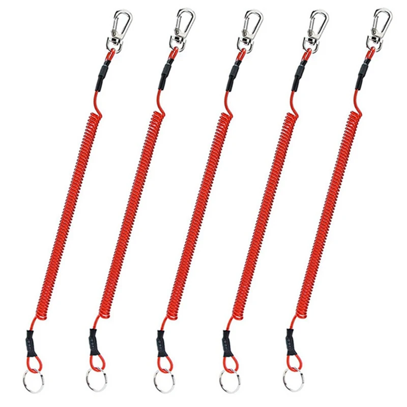 Key Lanyard Fishing Missed Rope Key Koord Key Chain Elastic Coil Stretch Tether Fashion Wire Spring Rope Lockable Metal Key Cord
