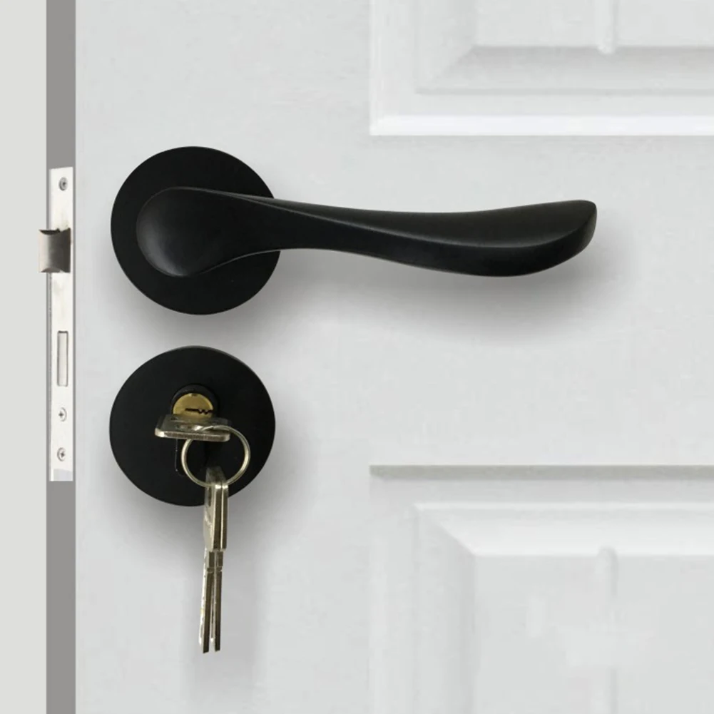 

Mechanical Lever With Keys Mute Indoor Door Handle Lock Modern Split Room Kitchen Space Home Bathroom Bedroom Aluminum Alloy