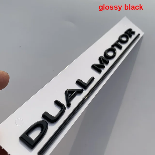 DUAL MOTOR Underlined Letters Emblem for Tesla Model 3 Car Styling Refitting High Performance Trunk Badge Sticker Chrome Black Glossy Black