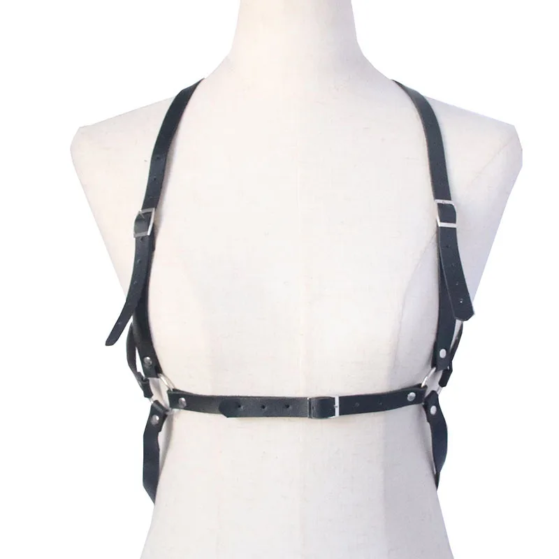 Women Sexy Harajuku O-Ring Garters Faux Leather Women Body Bondage Cage Sculpting Harness Waist Belt Straps Suspenders Belt