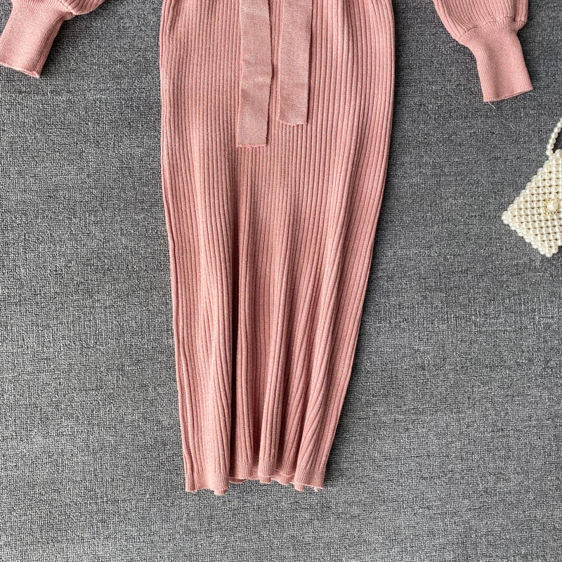 ALPHALMODA яркое шелковое трикотажное платье с рукавом «летучая мышь», женское осенне-зимнее модное Сверкающее вязаное платье, пуловер, платье
