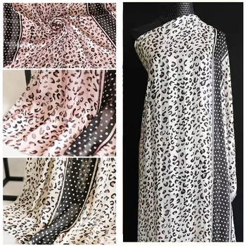 

2020 New leopard dot printed chiffon fabric tissu for sewing clothing cloth DIY telas textile thin for dress skirt gown