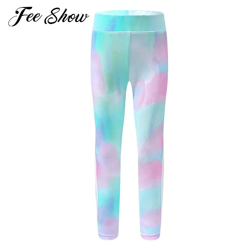 

Fashion Kids Girls Sportswear Stretchy Sport Pants Trousers Elastic Waist Tie Dye Gym Pants Toddler Casual Workout Running Pants