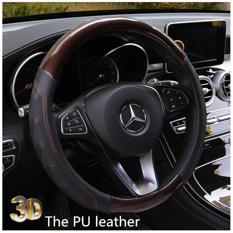 Car Steering Wheel Cover Anti Slip PU Leather Carbon Fiber for Kia Sportage Sorento Sedona ProCeed Optima K900 Soul Forte5 - Название цвета: The PU leather