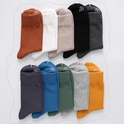 High Quality Men's Socks Cotton Cozy Breathable Simple Autumn Winter Socks Men Solid Color Letter Leisure Cotton Socks Male