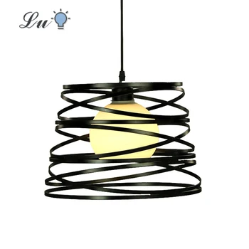 

LED Pendant Lights Restaurant Single Head Iron Art Hanging Lamp Kitchen Coffee House Lighting Fixtures Loft Forms Spiral Light