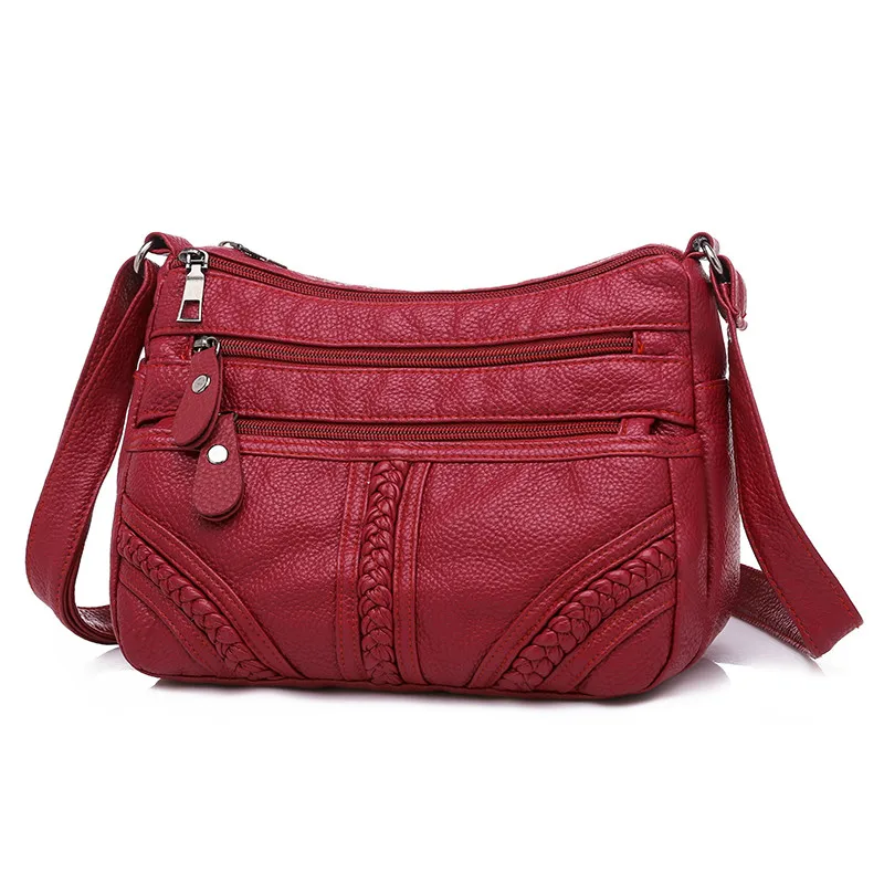 

Annmouler Fashion Women Bag Pu Soft Leather Shoulder Bag Multi-layer Crossbody Bag Quality Small Bag Brand Red Handbag Purse