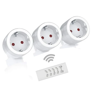 

10A 2300W 220-240V 433MHz 3pcs pack EU Plug Wireless Remote Control Power Outlet Light Switch Socket 1 Remote EU Plug