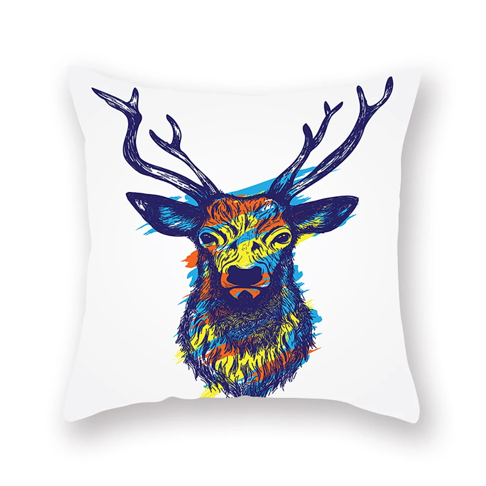 Lychee Elk Printed Cushion Cover Polyester Decorative Cushion Case Home Sofa Throw Pillowcase - Color: 10
