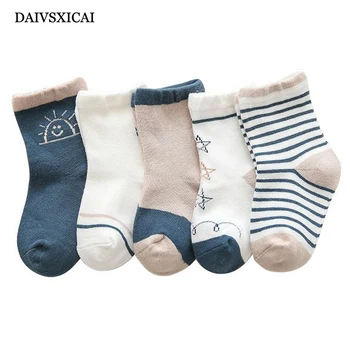 

Daivsxicai Winter Socks Baby Stripe Warm Cotton Socks For Children Comfortable Breathable Kids Tube Socks 5pairs/lot
