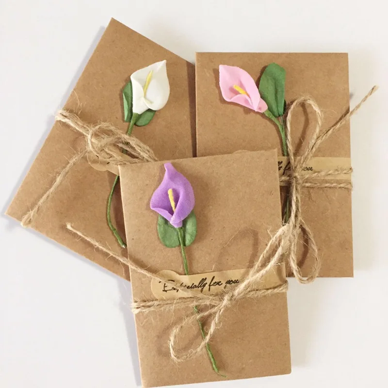  ABUI-20pcs DIY Paper Handmade Dry Flower Invitation Greeting Card with Envelope Christmas Wedding f - 4.00037E+12