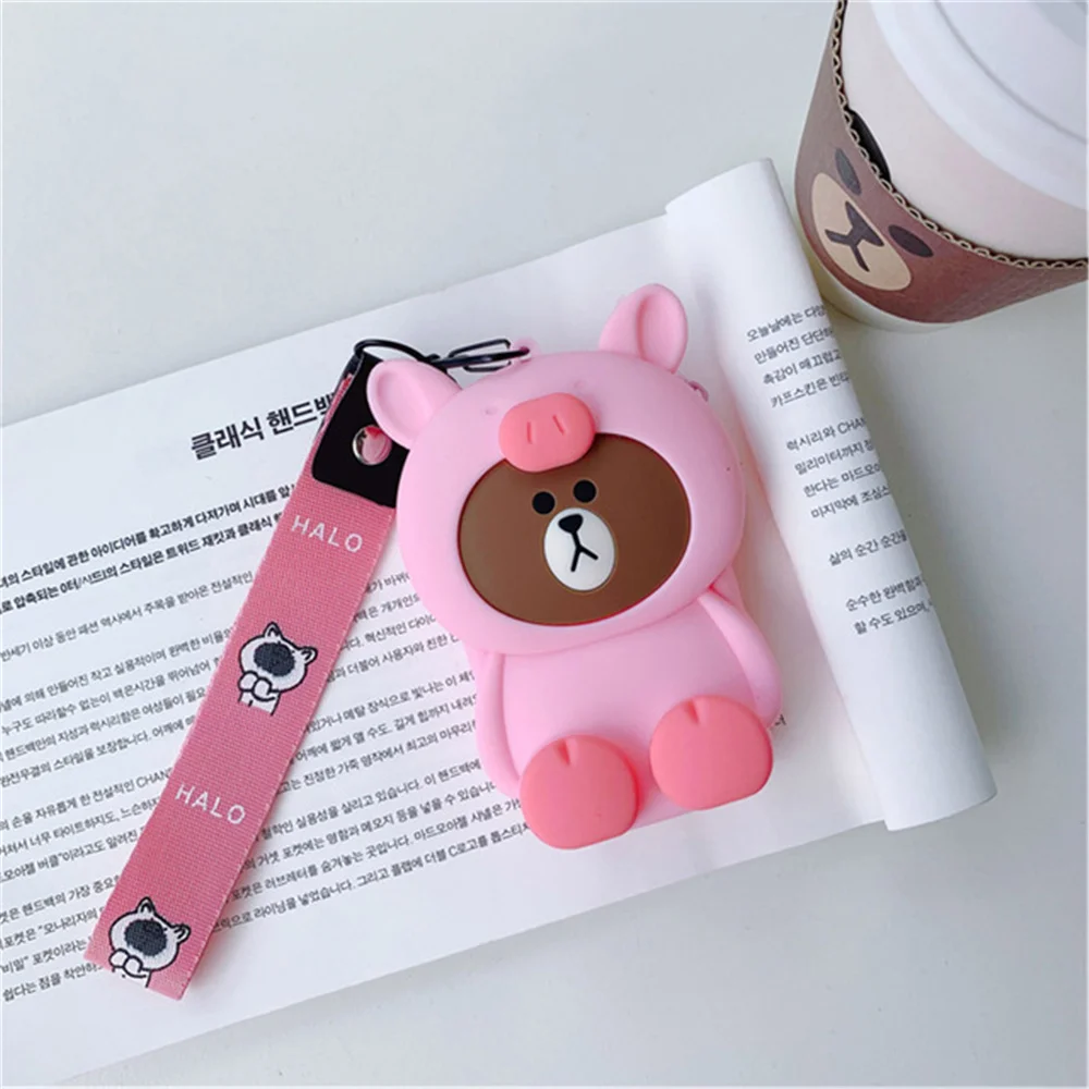 1022037 Hot Sale Kawaii Cartoon Children Plush Coin Purses Wallet Kids Women for Gift Round Flat Candy Color Key Bag Headset Bag - Цвет: 1022037