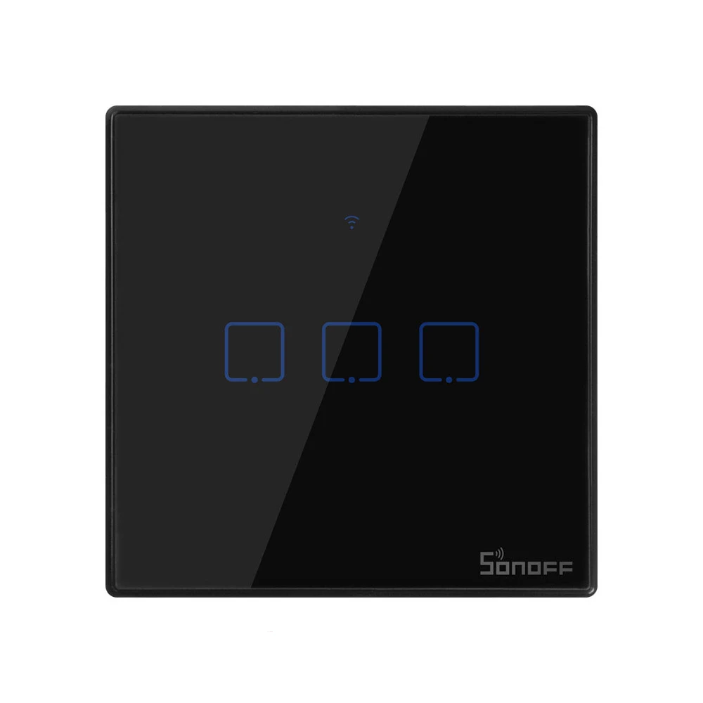 3 Gang SONOFF T3 TX SmartSwitch Wifi настенный сенсорный переключатель с бордюром дома 433 пульт дистанционного управления RF/голосовой/APP/сенсорное управление работа с Alexa EU - Комплект: 3 Gang