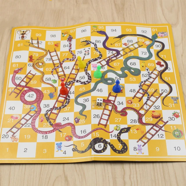 Funny Portable Board Games Children Paper Snake Ladder Flying Chess Set Family Party Games Toys for Kids 25*25 cm 3