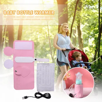 

USB Travel Mug Milk Warmer Heater Feeding Bottle Portable PU Leather Baby Nursing Bottle Insulated Storage Bag 26x11cm