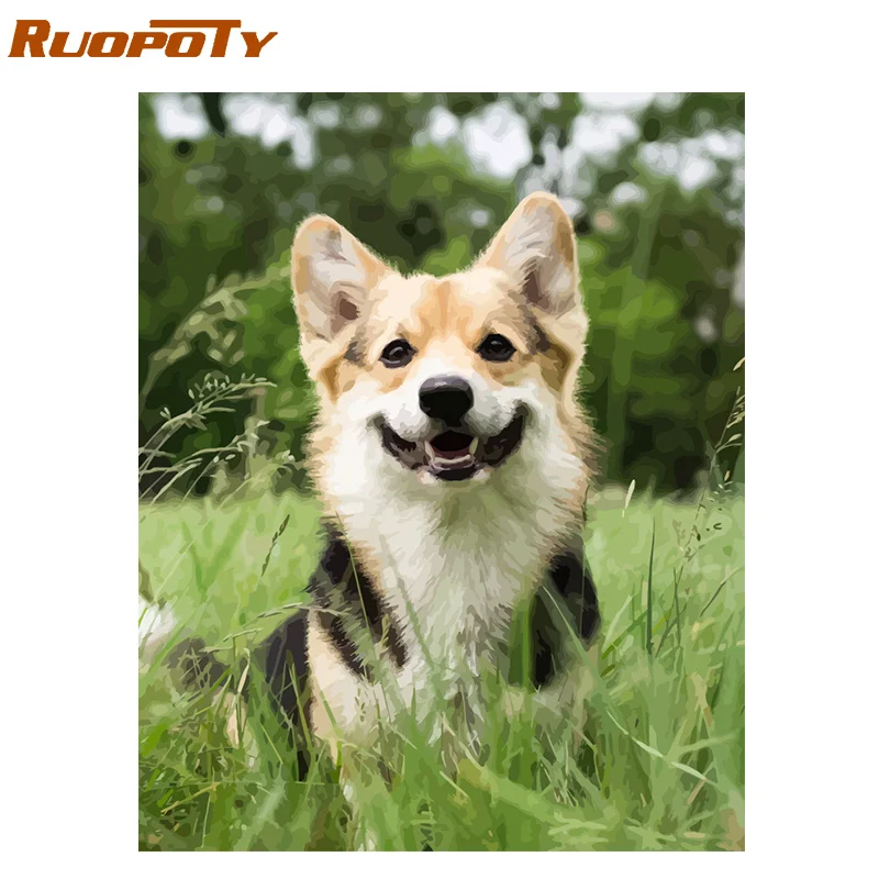 Ruopoty рамка картина животные Diy картина по номерам Комплект Современная Настенная живопись холст по номерам картина с каллиграфией для домашний декор - Цвет: 190902-3