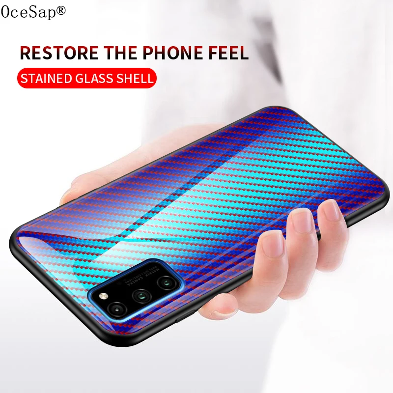 OceSap для Huawei Honor V30 Pro Чехол из углеродного волокна закаленное стекло мягкая задняя
