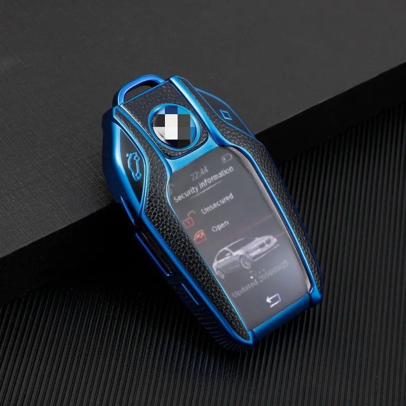 COQUE DE CLE,silver keychainÉtui de clé de voiture en cuir TPU pour