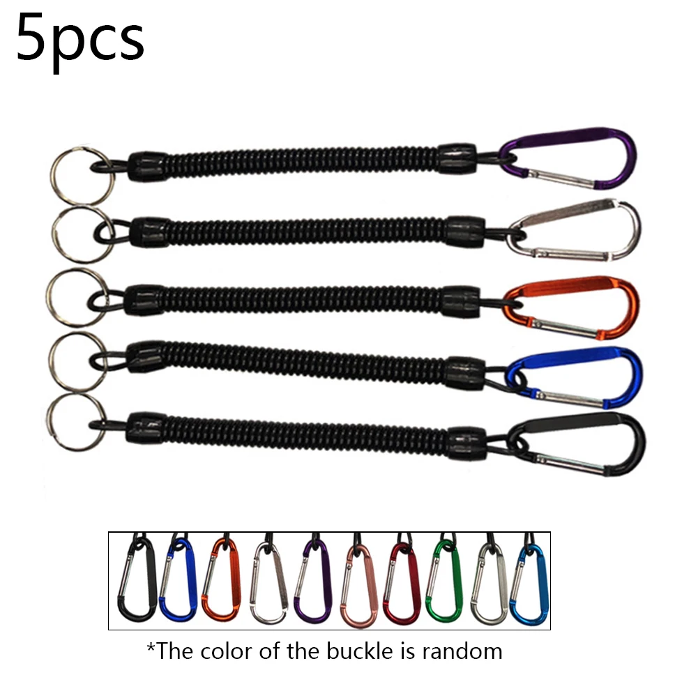 

5pcs Fishing Lanyards Boating Ropes Retention String Fishing Rope with Camping Carabiner Secure Lock Fishing Tools Accessories