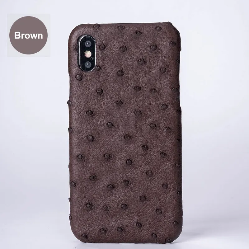 Кожаные чехлы для iphone 7 8 чехол x xr xs max 7 8 plus кожаный чехол для телефона из кожи страуса роскошный противоударный водонепроницаемый - Цвет: Brown case