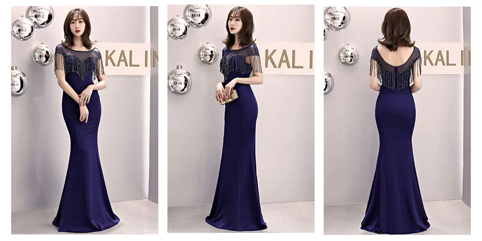 Платье русалки с коротким рукавом Robe De Soiree DX309-1 o-образным вырезом размера плюс элегантные вечерние платья бордовые вечерние платья в пол